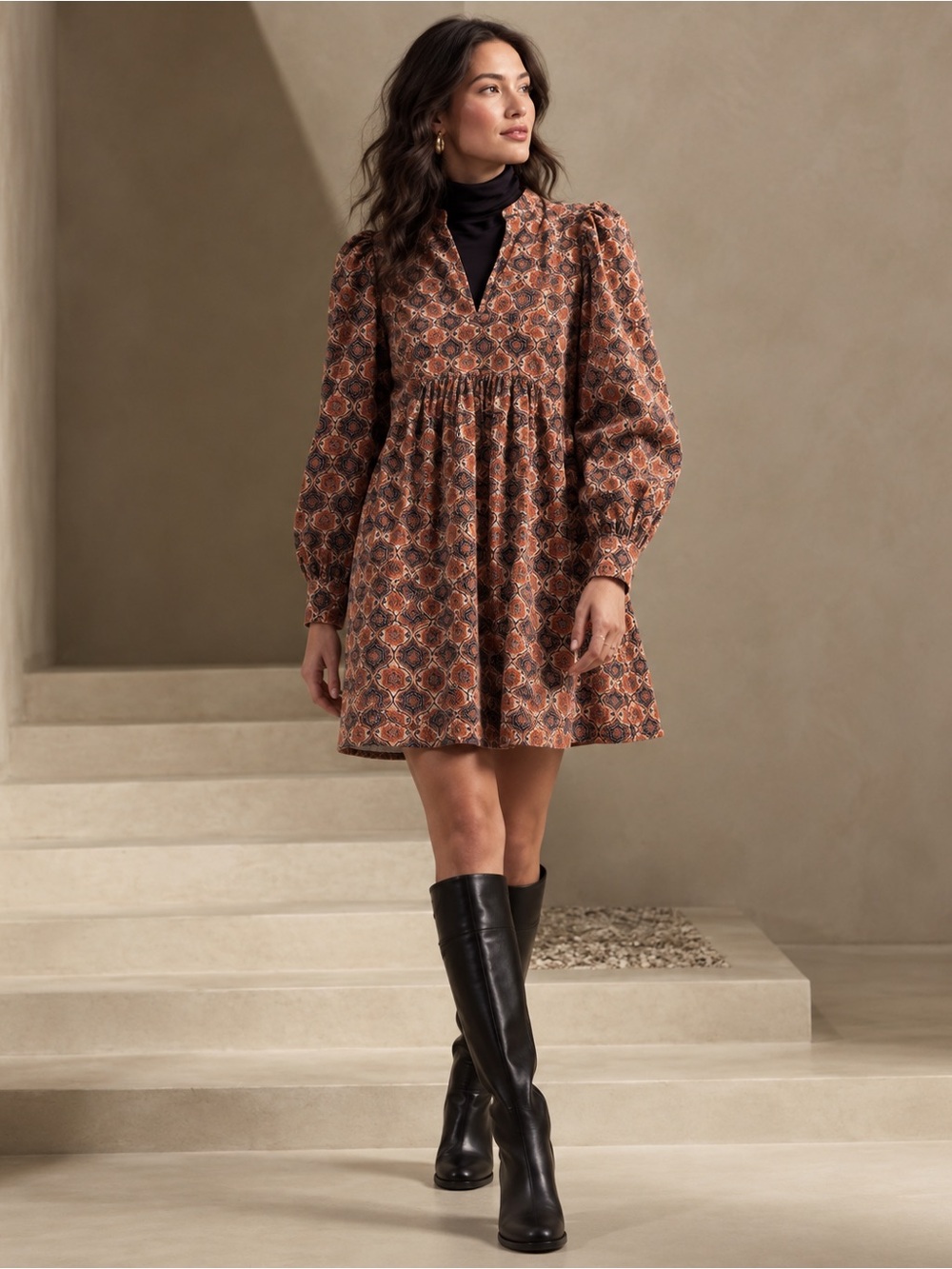 Banana Republic Solari Corduroy Mini Dress in the Beachwood print, size XS. - Picture 7 of 7